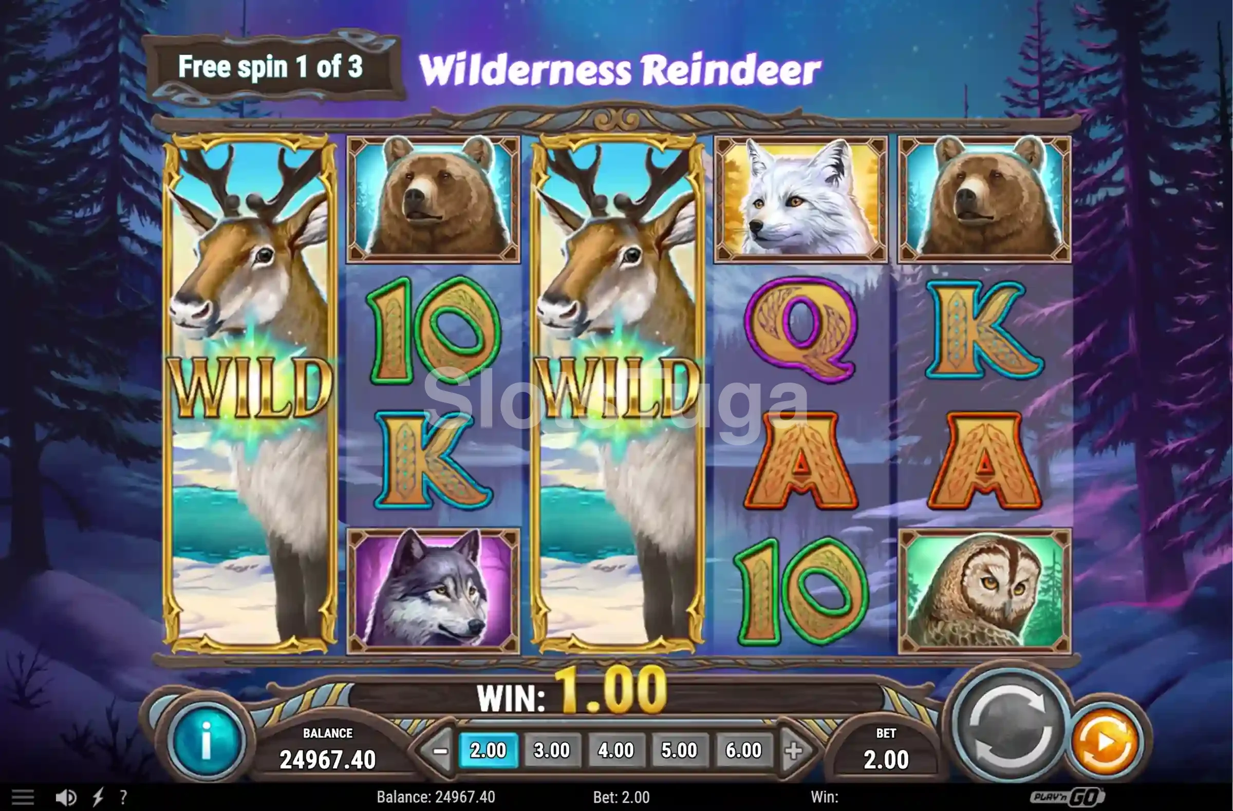 Modo de rodadas grátis ativado na slot Wild North Radiant Skies com multiplicadores
