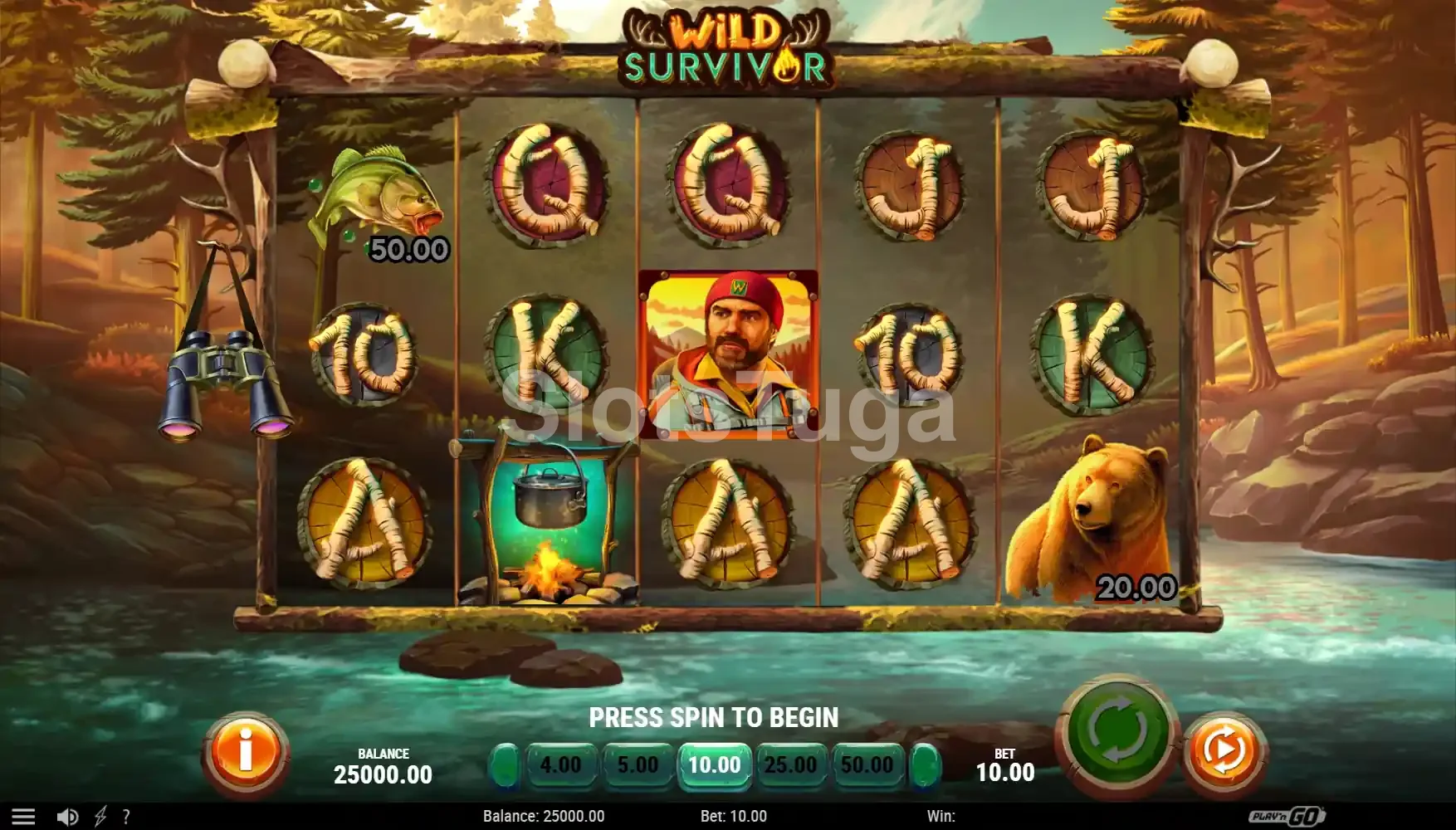Jogo base da slot Wild Survivor com animais selvagens nos rolos