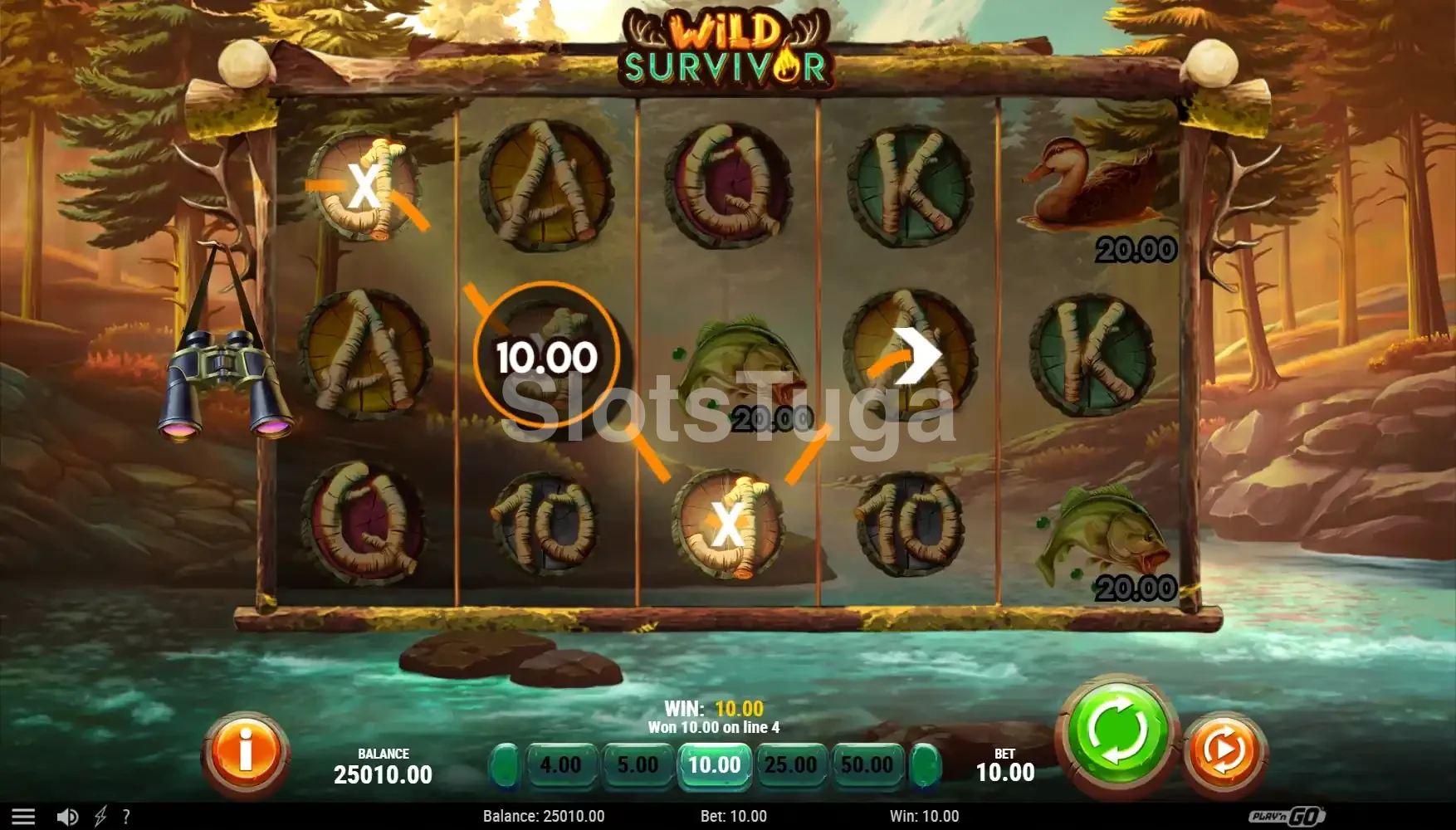 Resultado de giro especial na Wild Survivor com Wild Prizes ativados