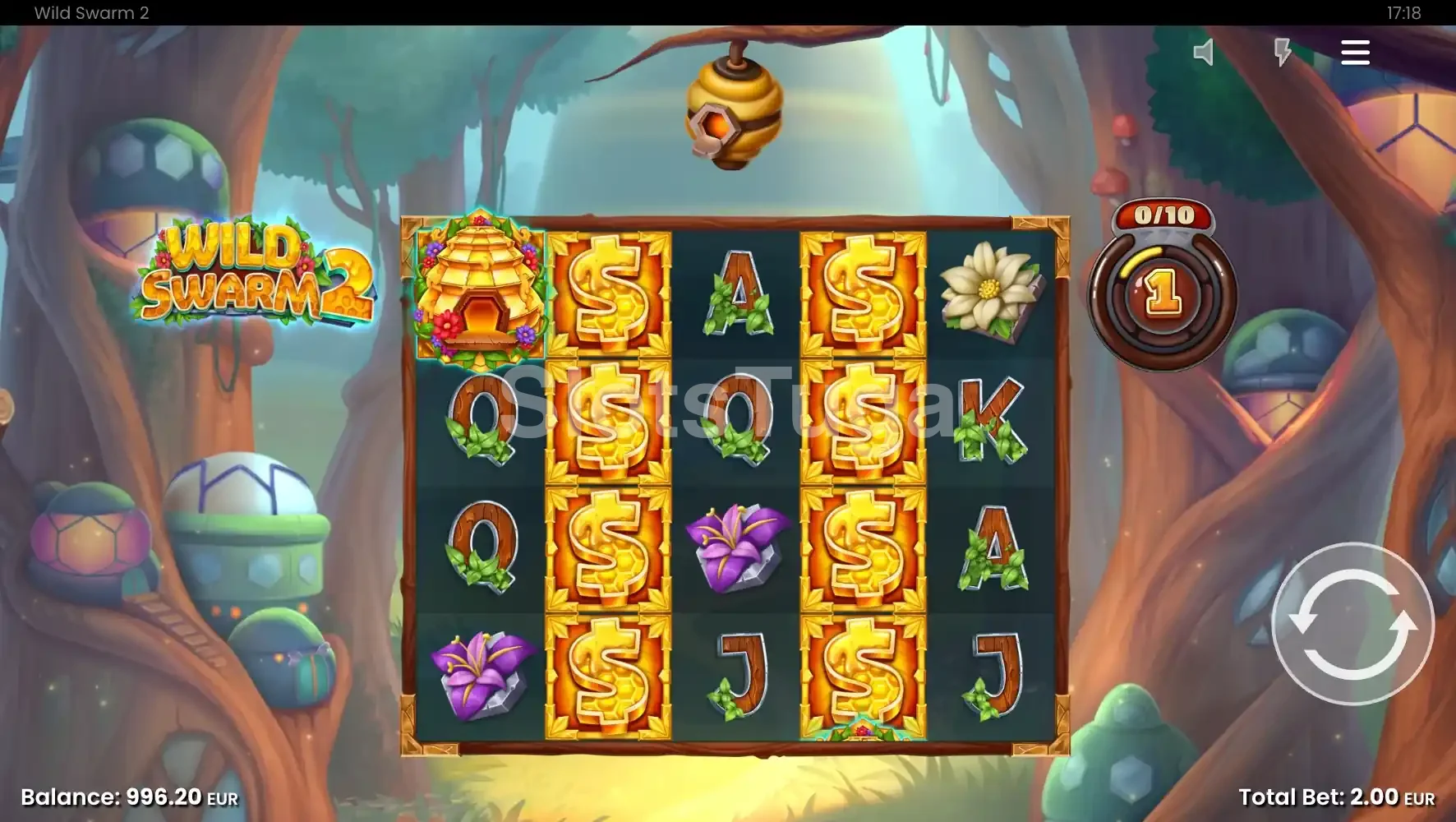 Segunda visão do jogo base do Wild Swarm 2 com abelhas nos rolos