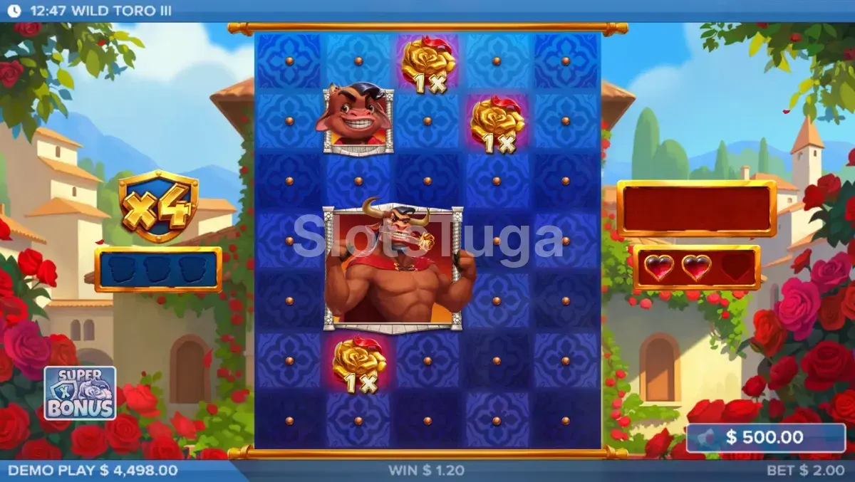 Feature de giros grátis do Wild Toro 3 com Toritos expandindo o grid