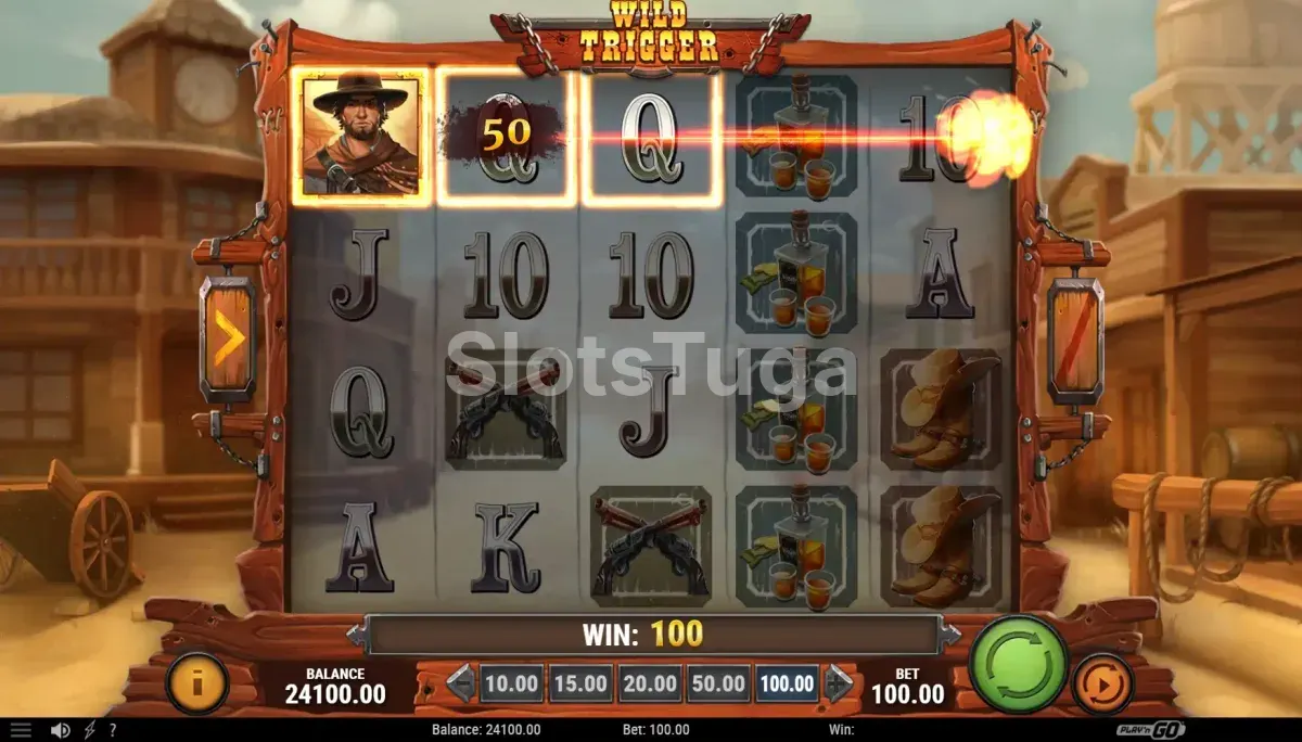 Resultado de rodada com Wilds ativos na slot Wild Trigger
