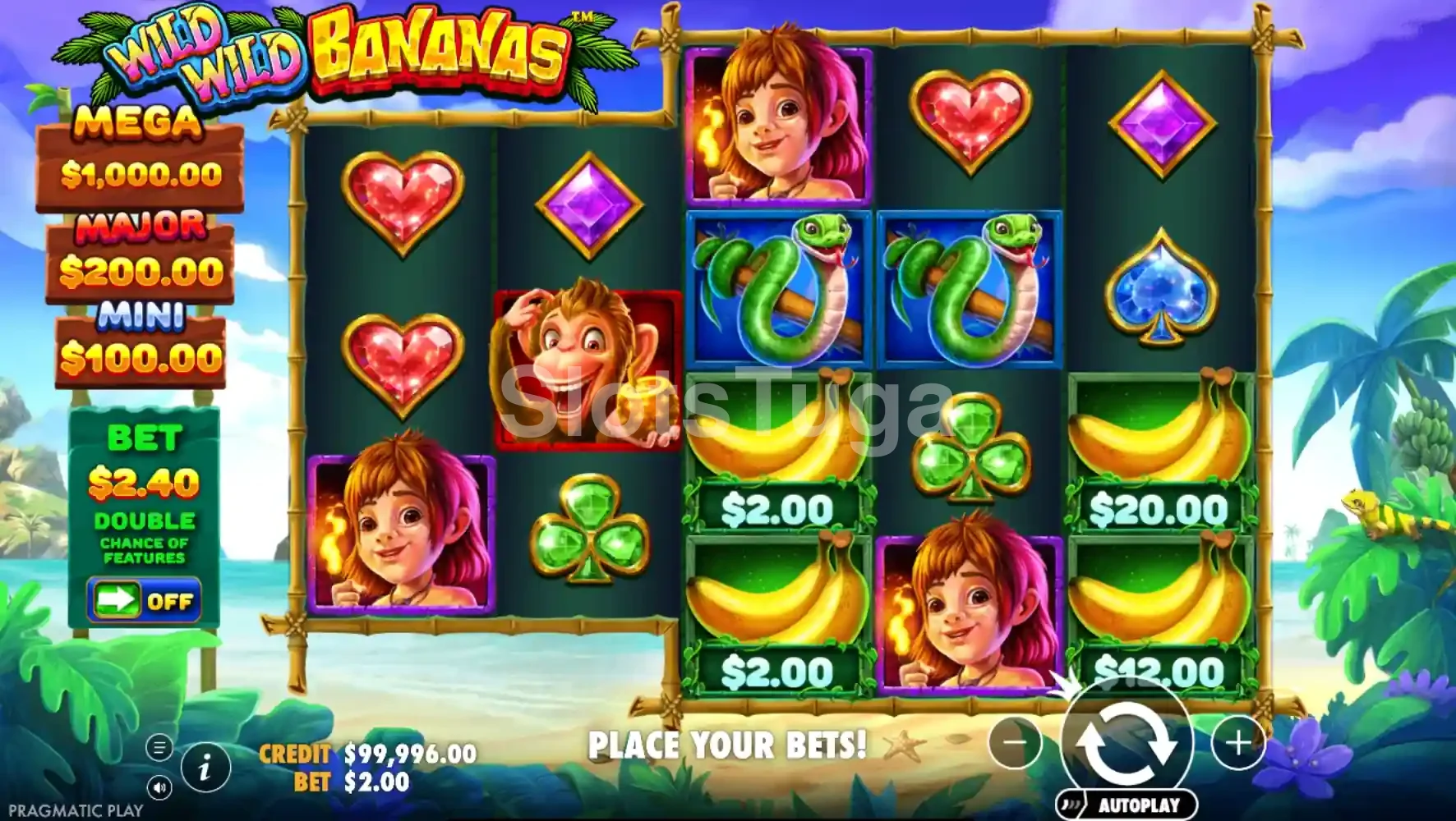 Rodada de bônus da Wild Wild Bananas com rolos expandidos e símbolos dourados