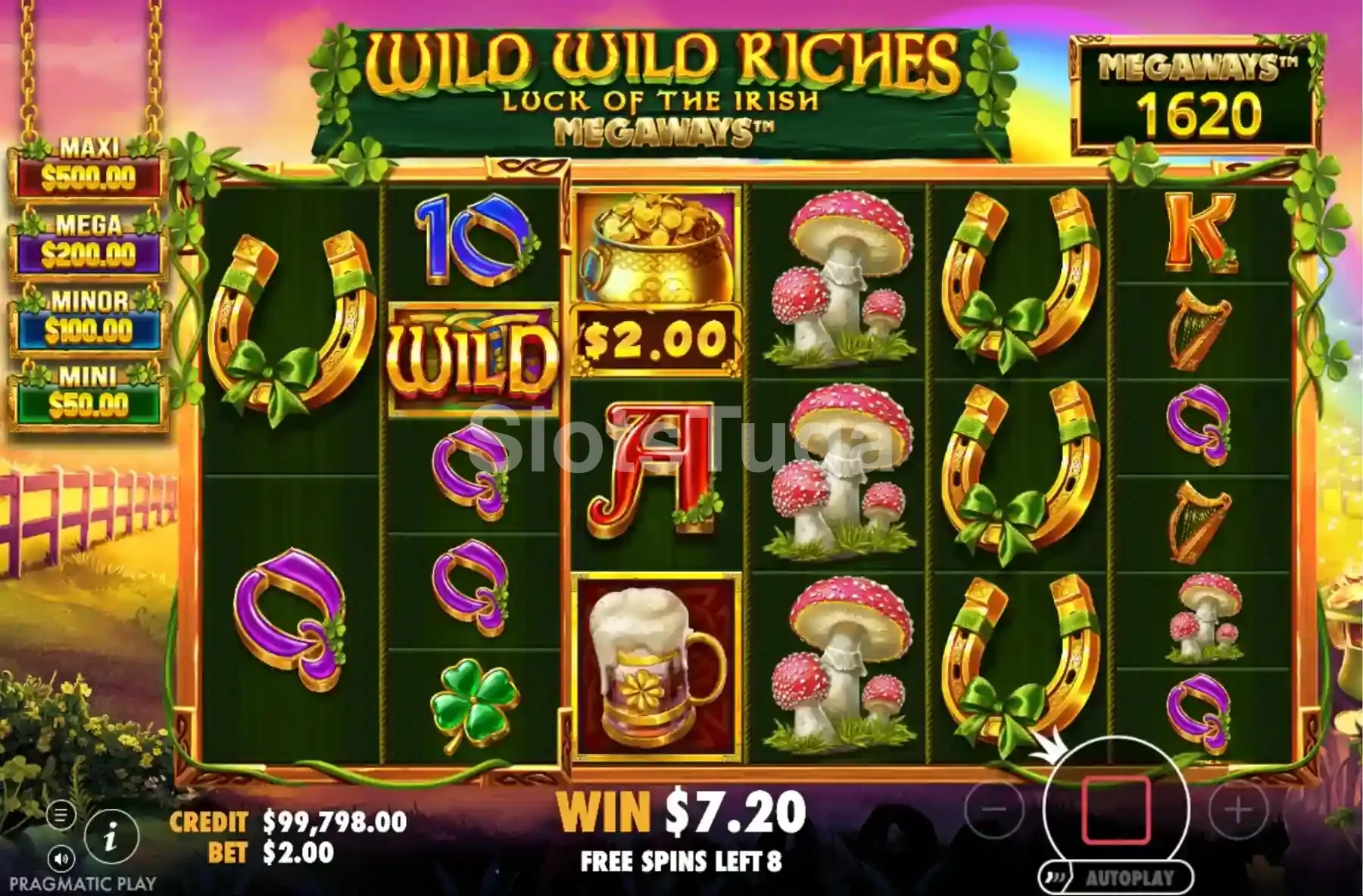 Rodadas grátis em andamento no Wild Wild Riches Megaways com multiplicadores ativos