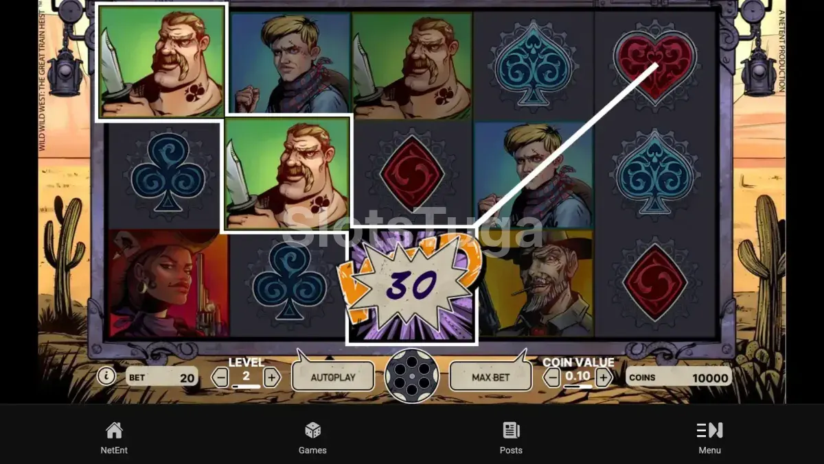Segunda visão do gameplay da slot Wild Wild West durante uma rodada especial