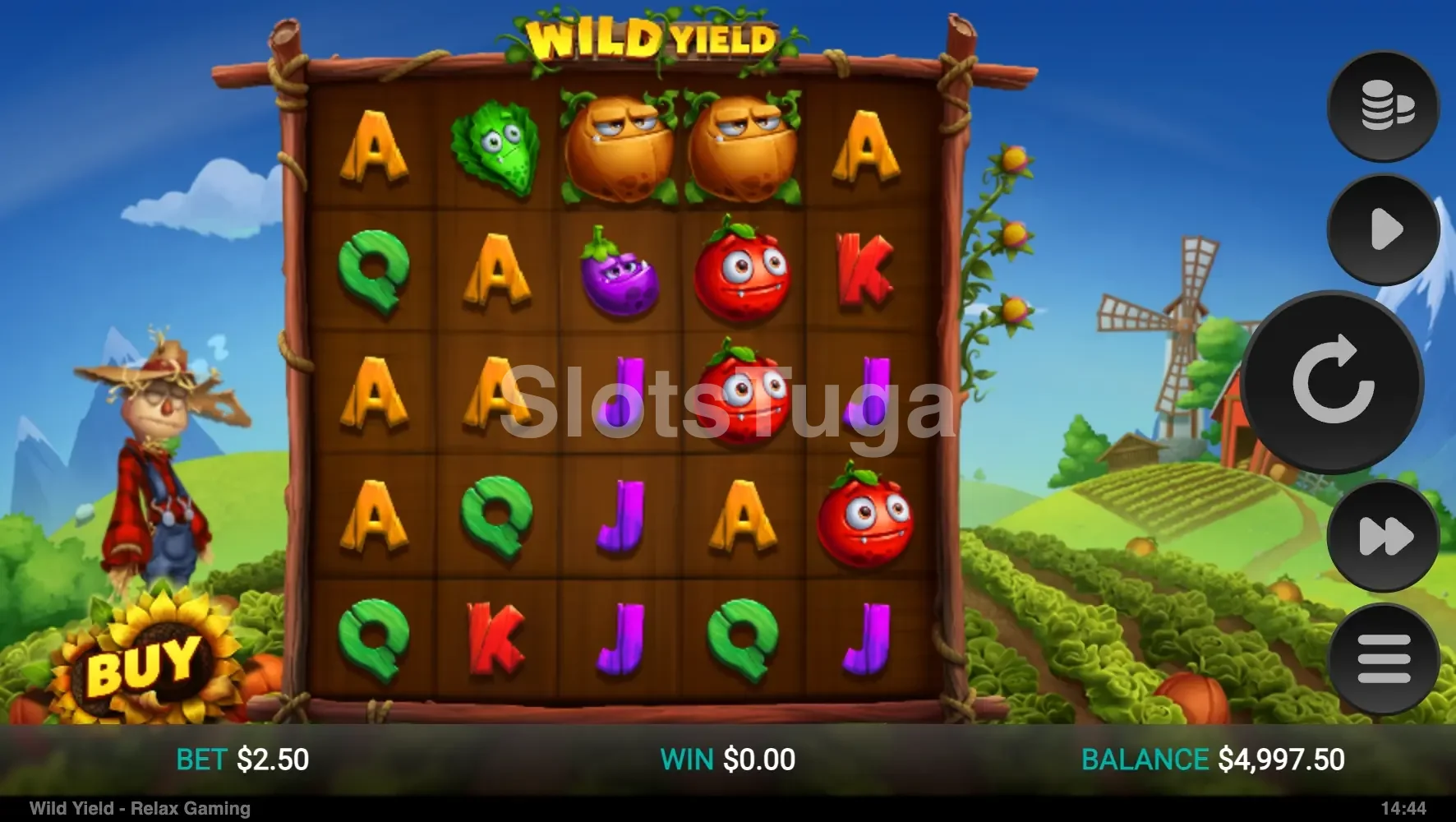 Tela principal do jogo Wild Yield com o cenário da fazenda