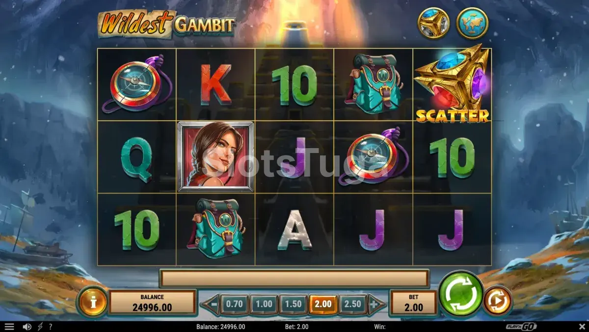 Rodadas grátis ativas no slot Wildest Gambit com símbolo expansivo