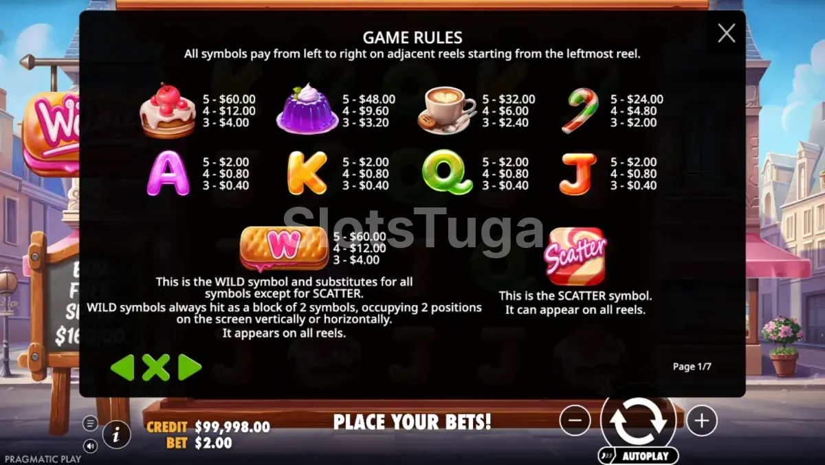 Tabela de pagamentos da slot Wildies Pragmatic Play
