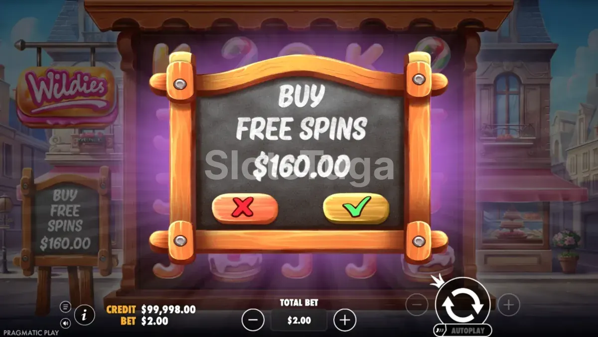 Tela de Bonus Buy na slot Wildies