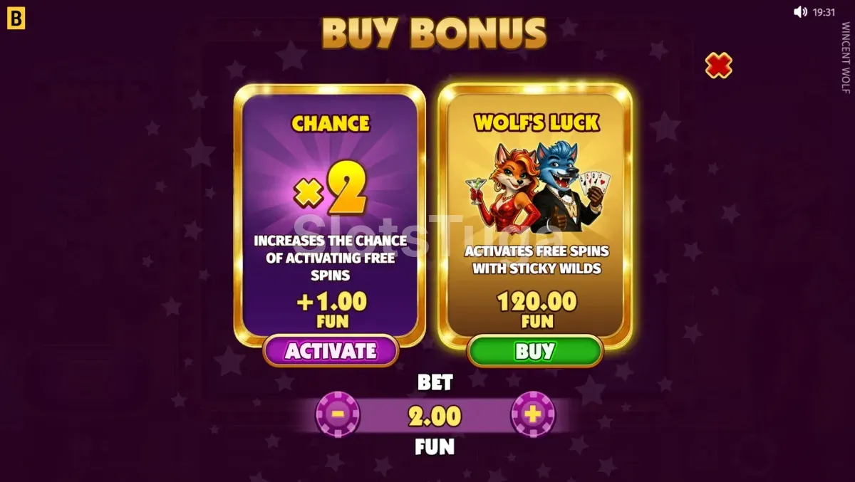 compra de bónus em Wincent Wolf