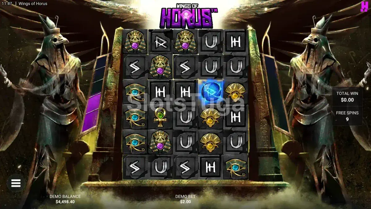 Rodadas grátis do Wings of Horus com barra de progressão ativada
