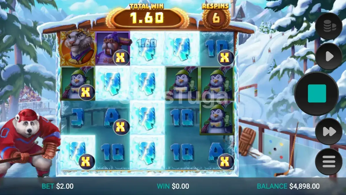 Tela de free spins do Winter Champions com as três opções de bônus