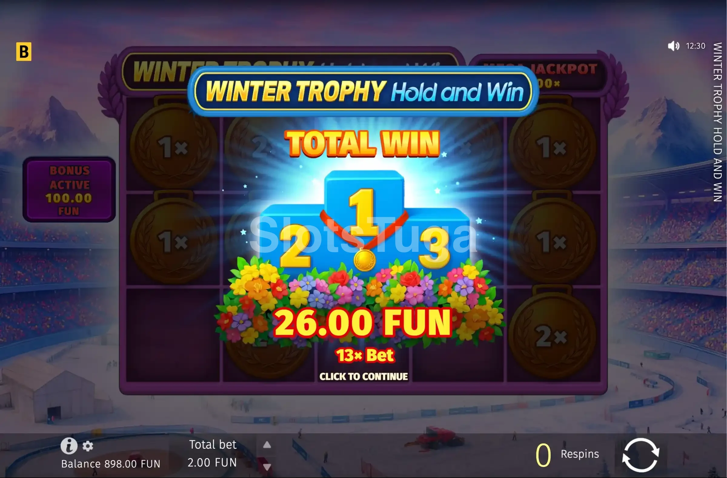 Grande vitória na Winter Trophy Hold and Win com multiplicadores expressivos na tela