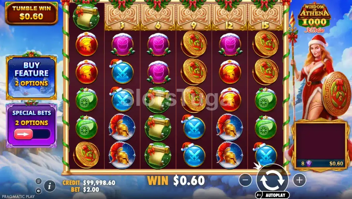 Jogo base do Wisdom of Athena 1000 Xmas com grade 6x6 coberta de neve