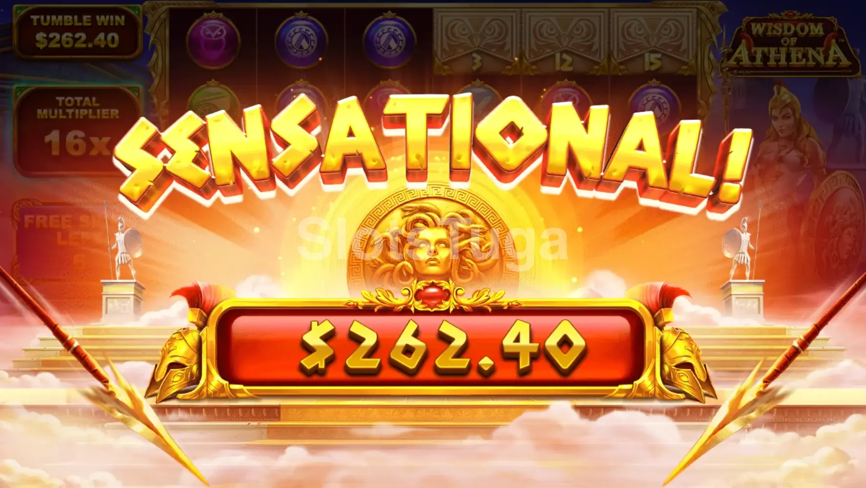 Grande vitória na Wisdom of Athena com multiplicador alto no bonus