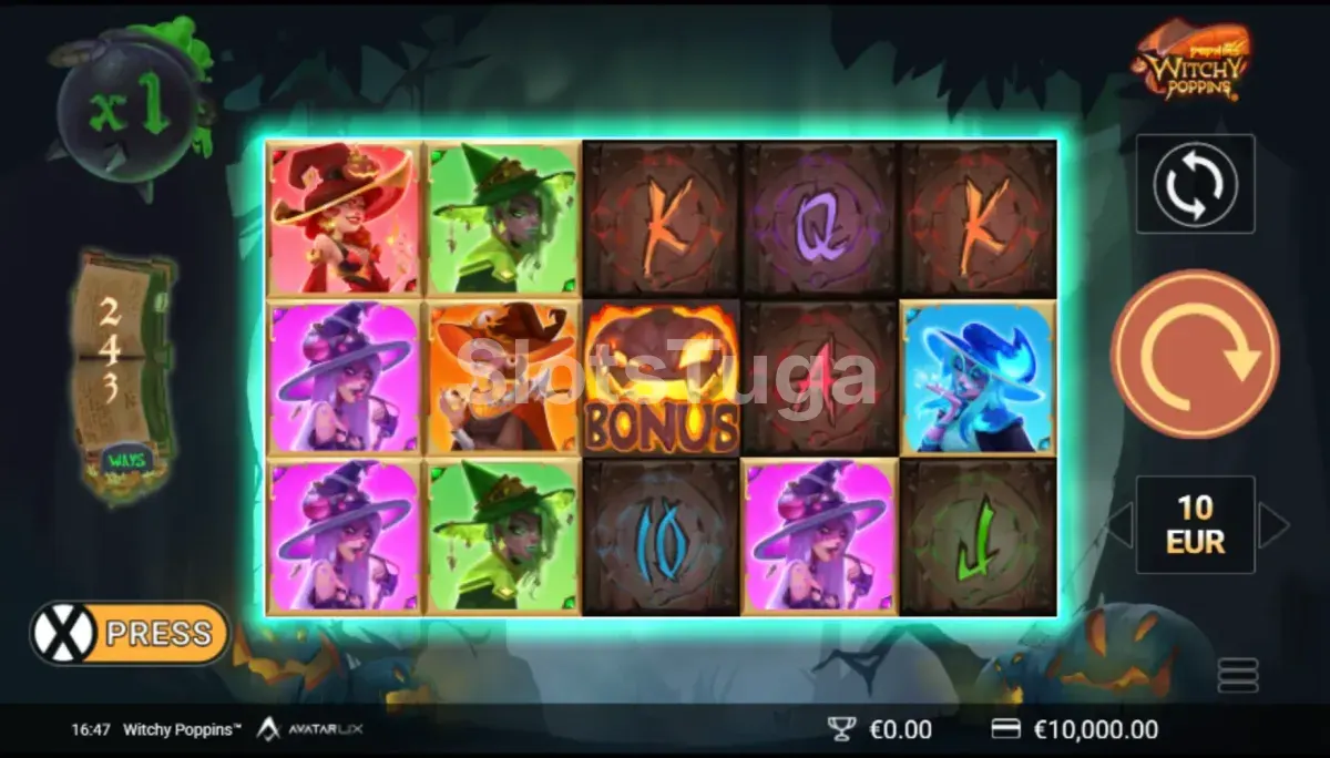 Jogo base da Witchy Poppins com rolos e bruxa animada