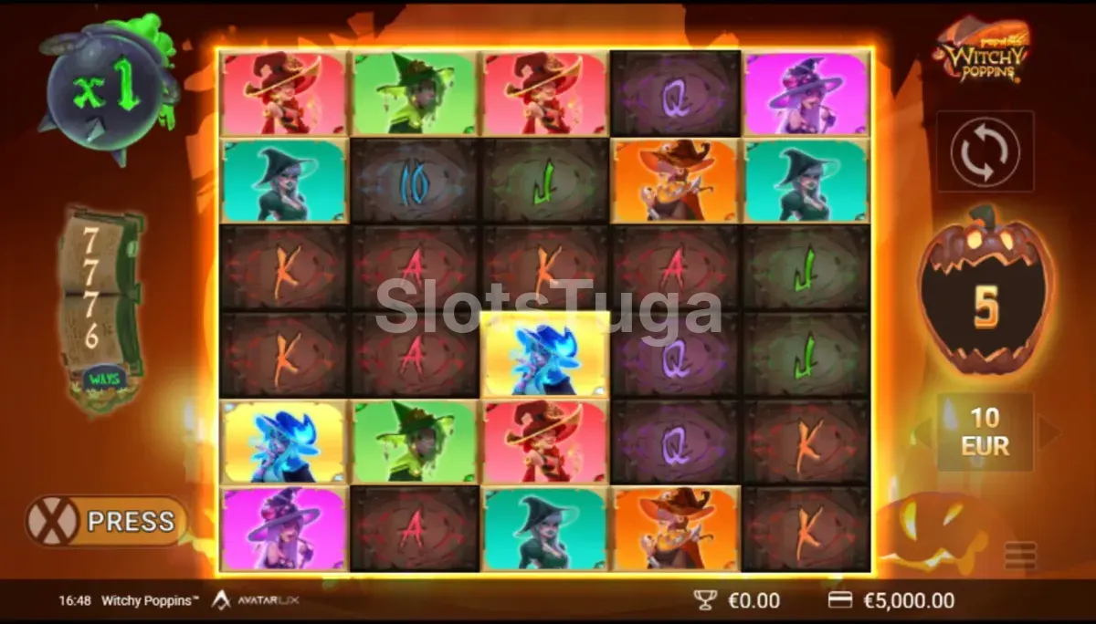 Free spins ativos na Witchy Poppins com multiplicador crescendo