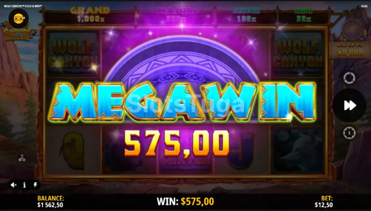 Grande vitória no Wolf Canyon Hold & Win com multiplicadores ativos
