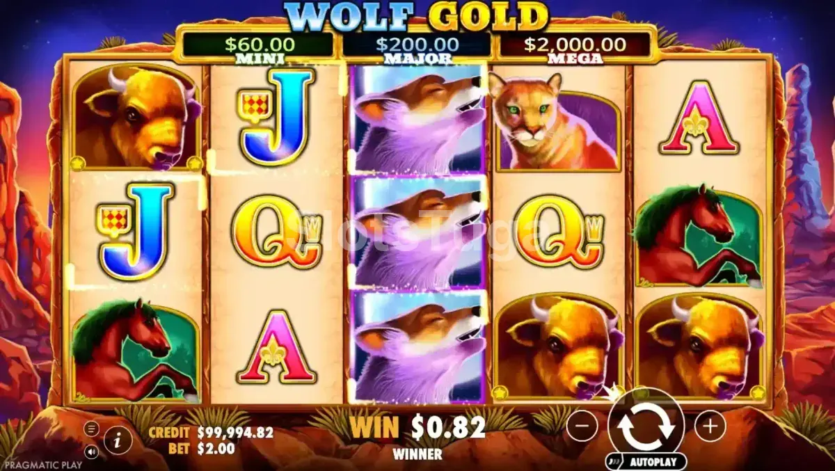 Recursos de bônus em ação no Wolf Gold Power Jackpot