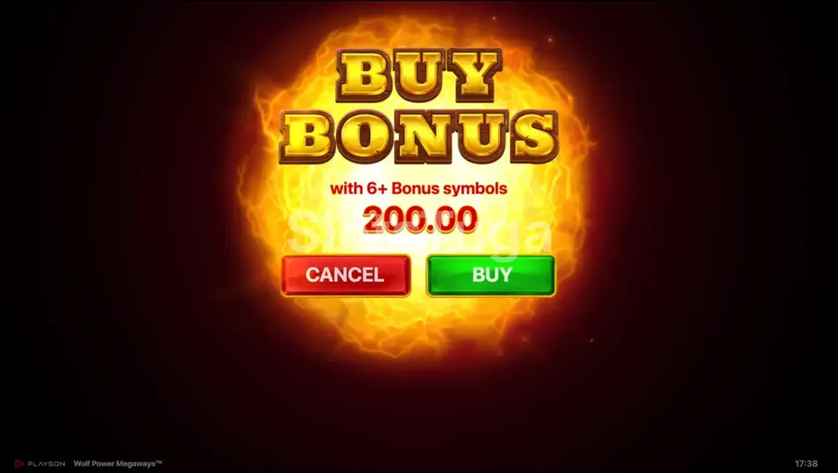 Tela de compra de bônus na Wolf Power Megaways