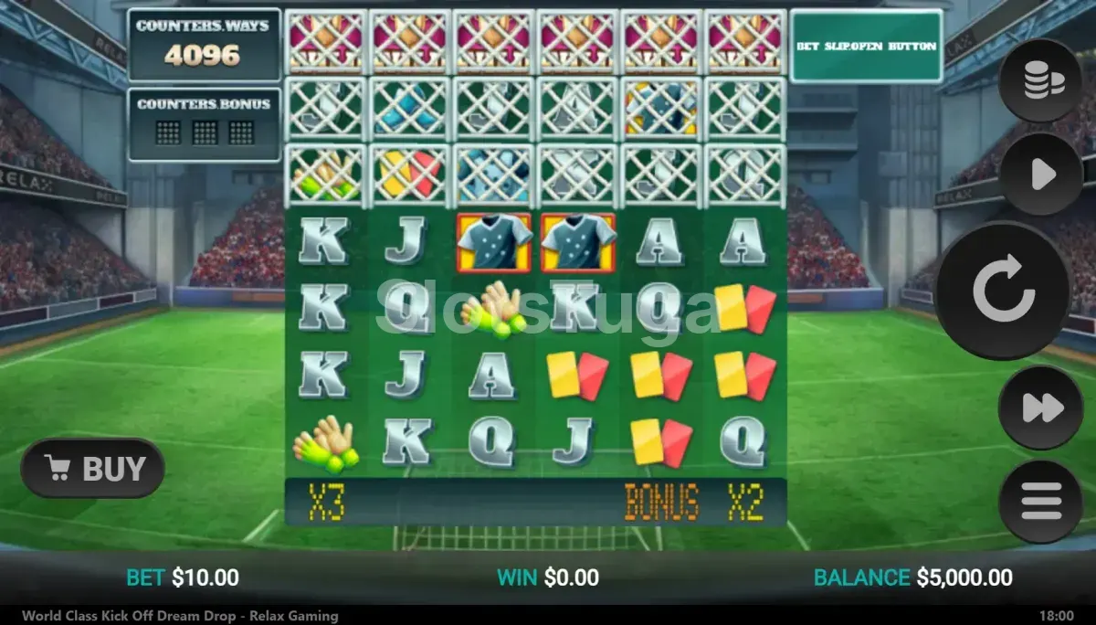 Jogo base da World Class Kick Off Dream Drop com a grade de 6 rouleaux