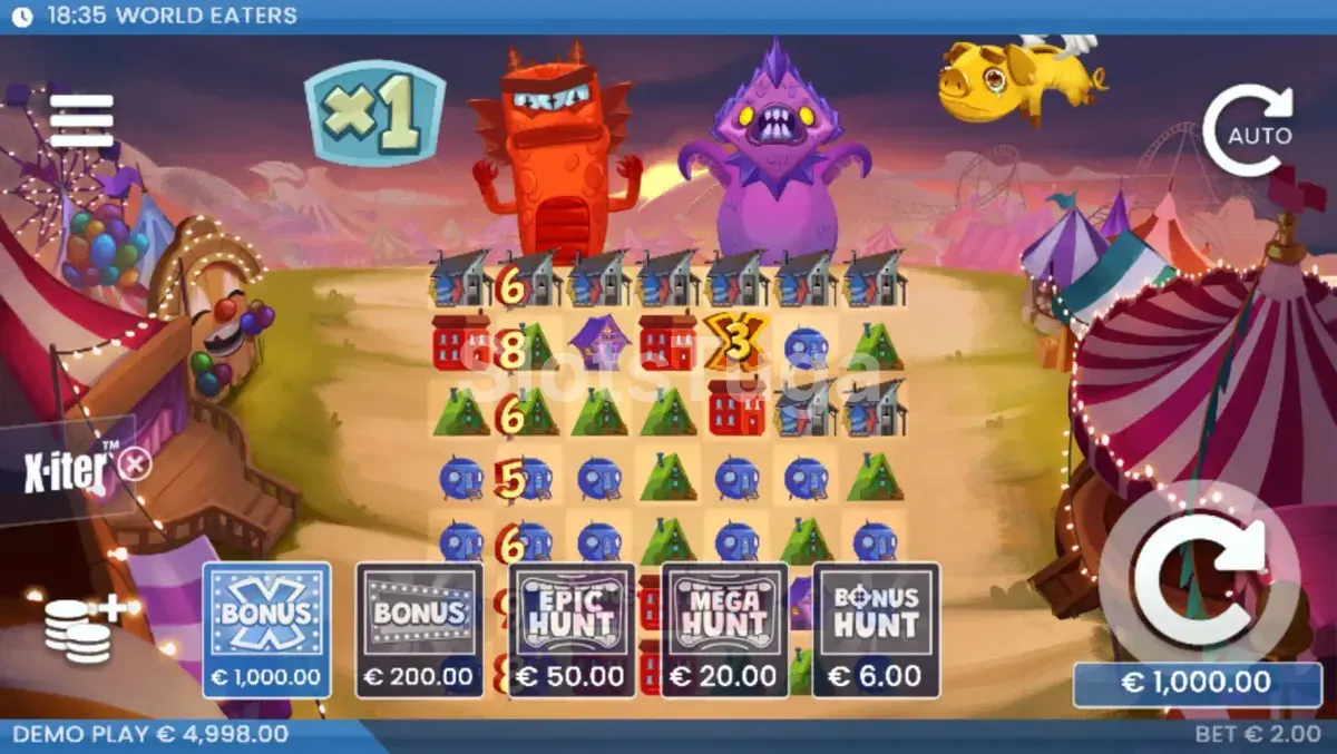 Opções de compra de bônus da slot World Eaters com diferentes preços