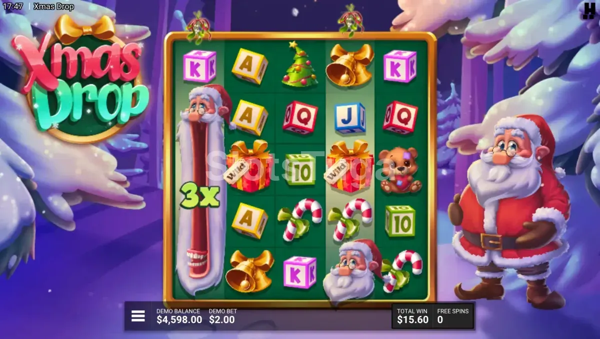 Rodadas grátis ativadas na Xmas Drop com multiplicadores em ação