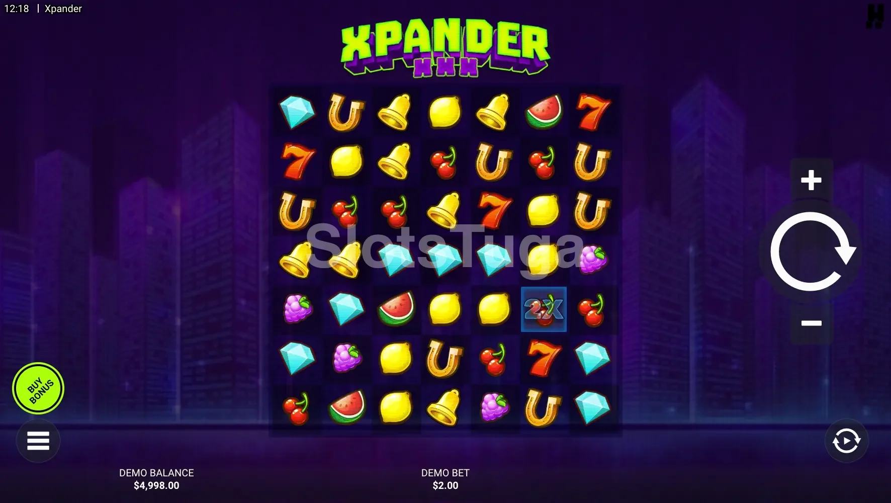 Jogo base da Xpander com grade 7x7 e símbolos clássicos