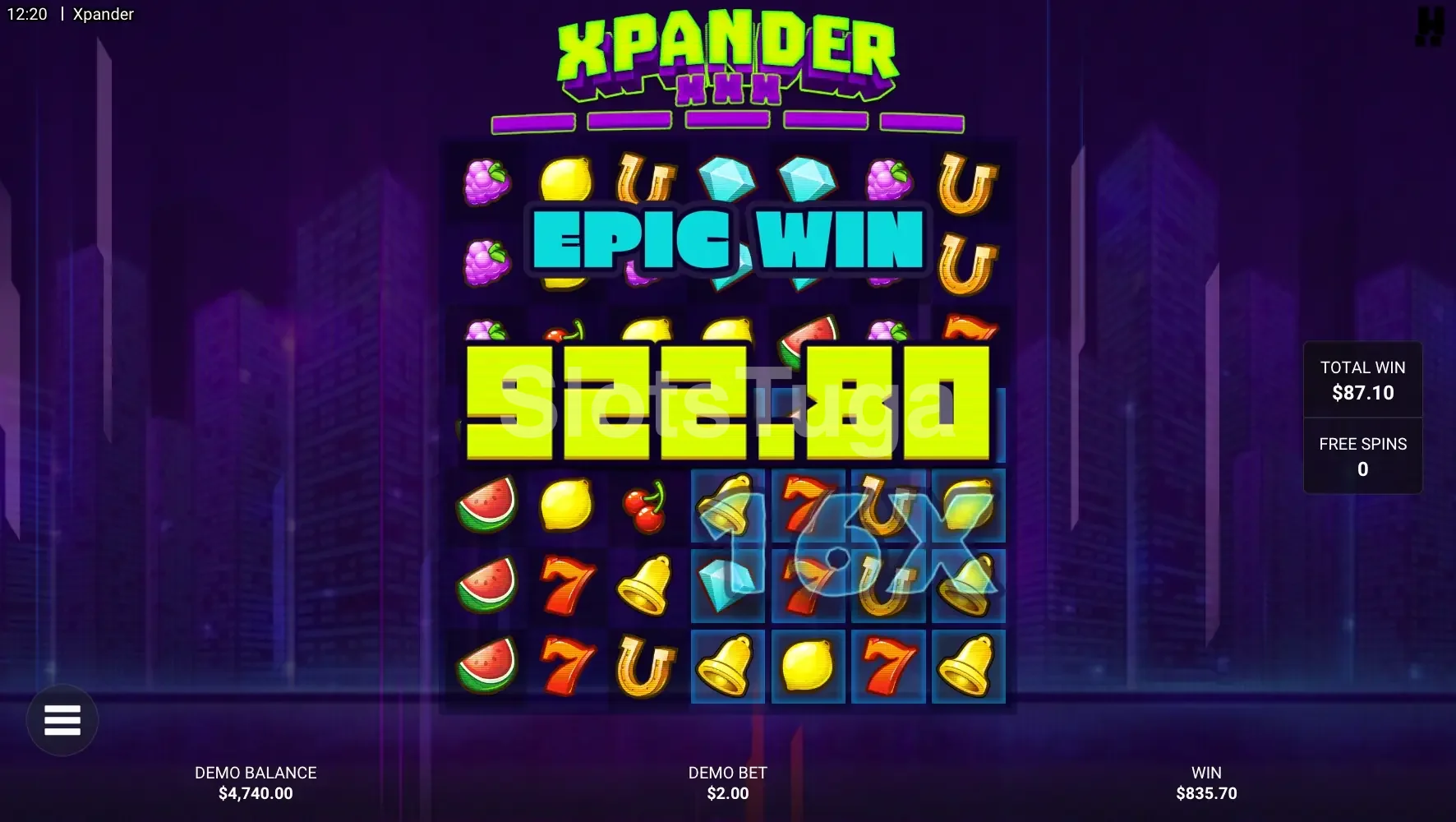 Grande vitória na slot Xpander com multiplicador máximo ativo