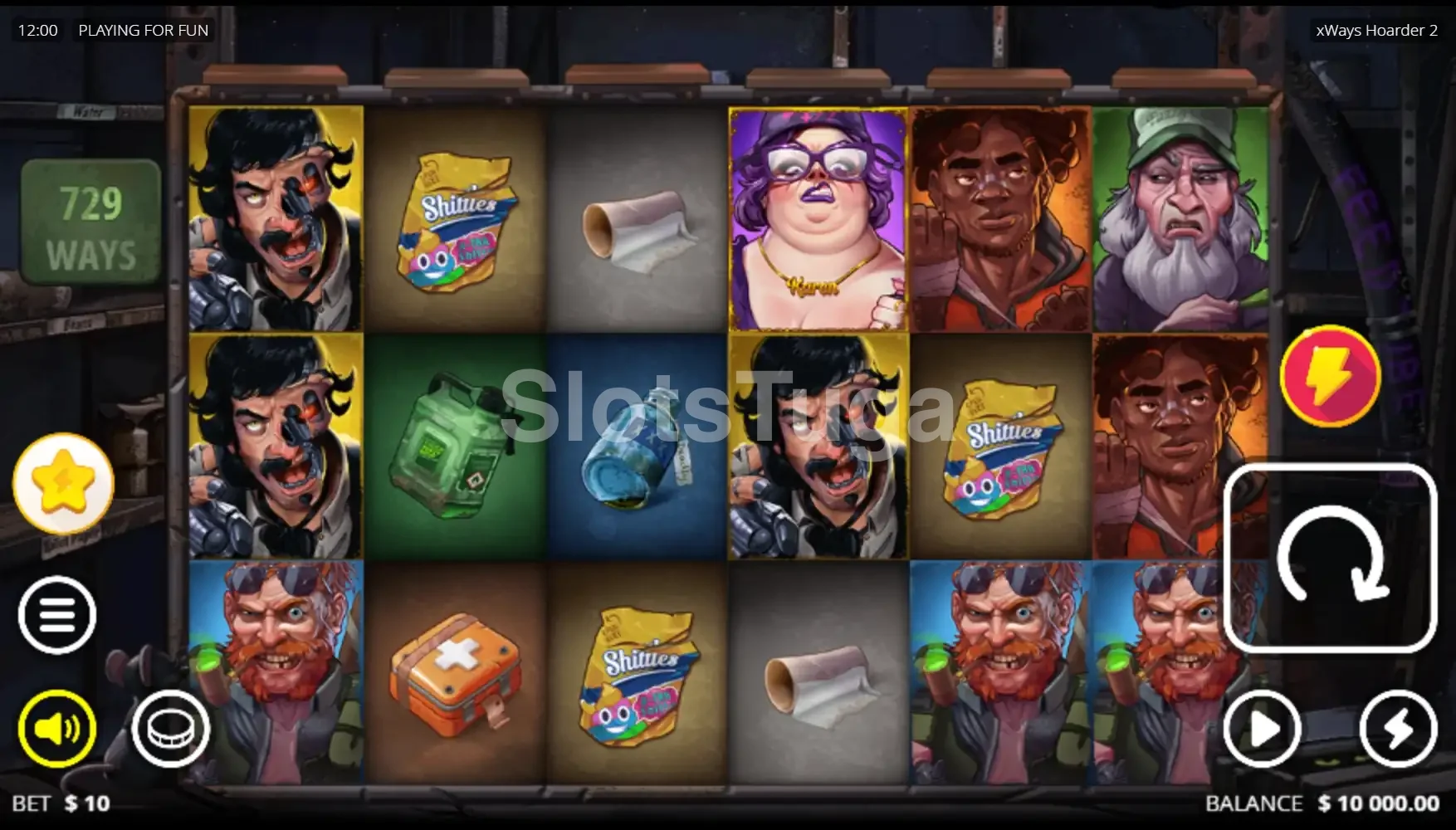Jogo base da xWays Hoarder 2 com rouleaux cheios de símbolos