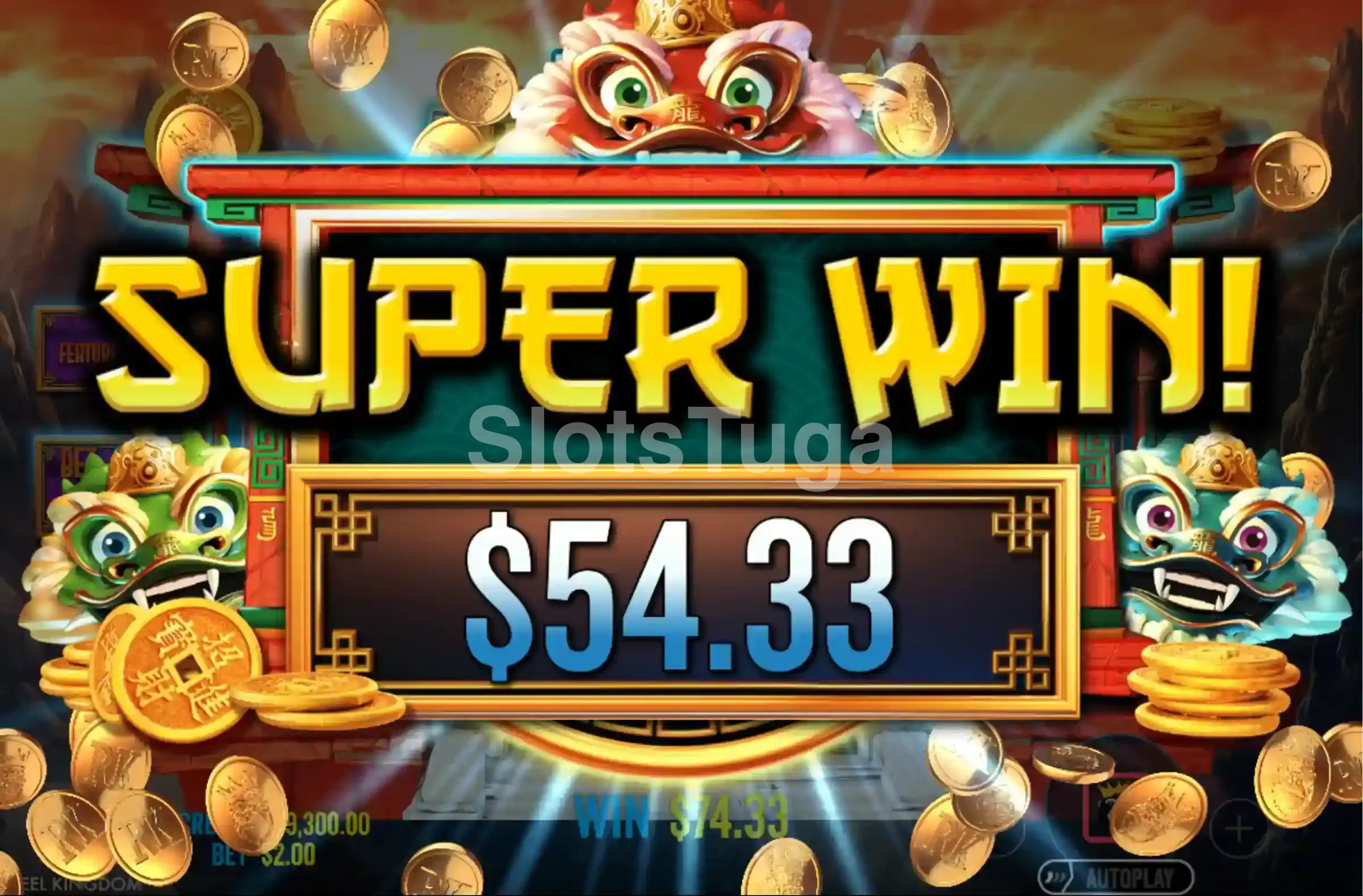 Grande vitória no Year of the Dragon King com animação de big win