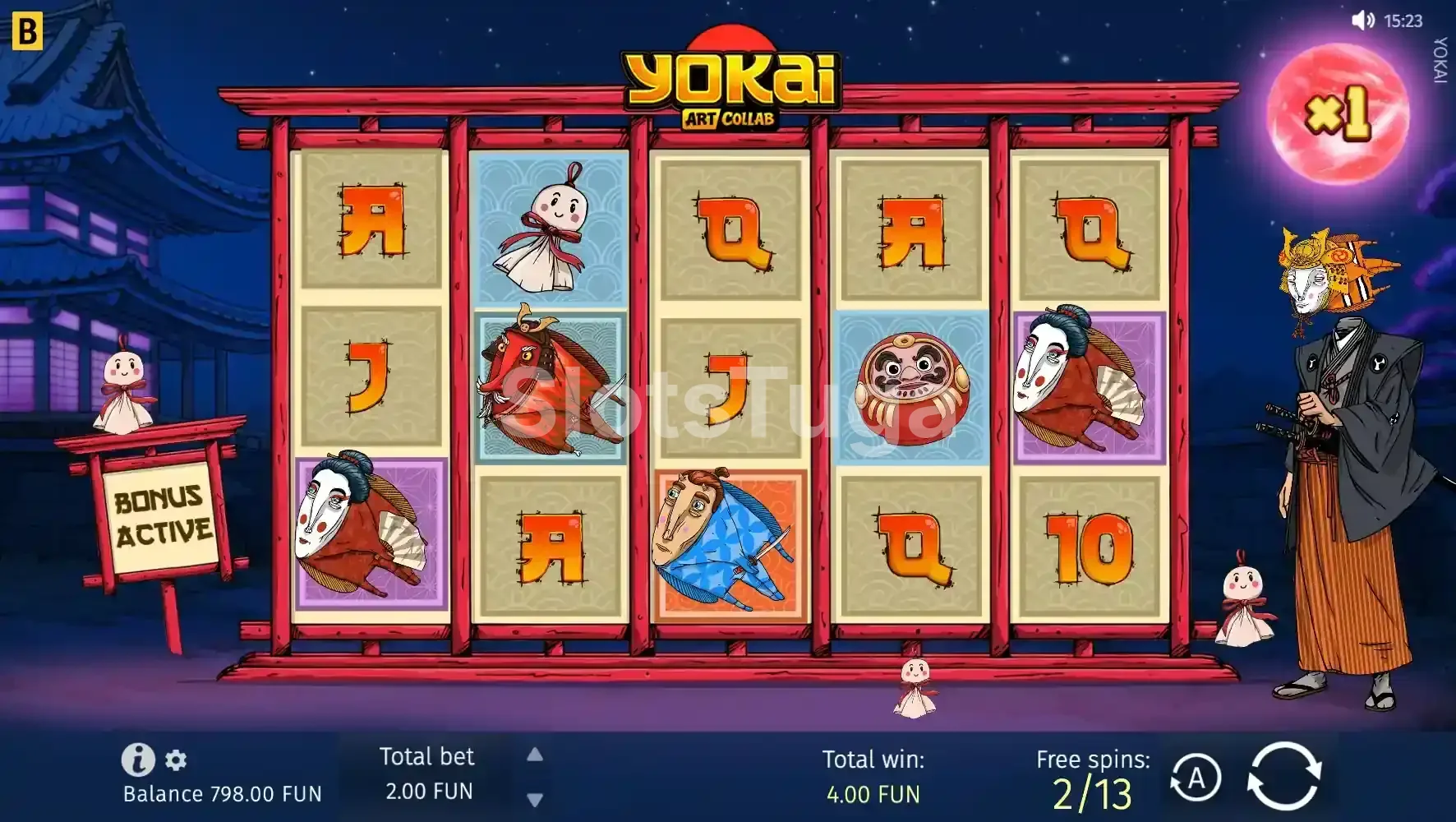 Rodadas gratuitas ativadas na slot Yokai com wilds grudados