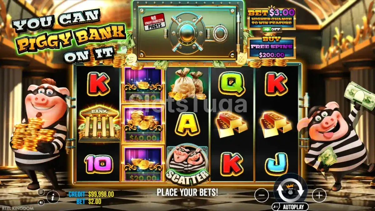 Tela inicial do jogo You Can Piggy Bank on It com os porquinhos ladrões