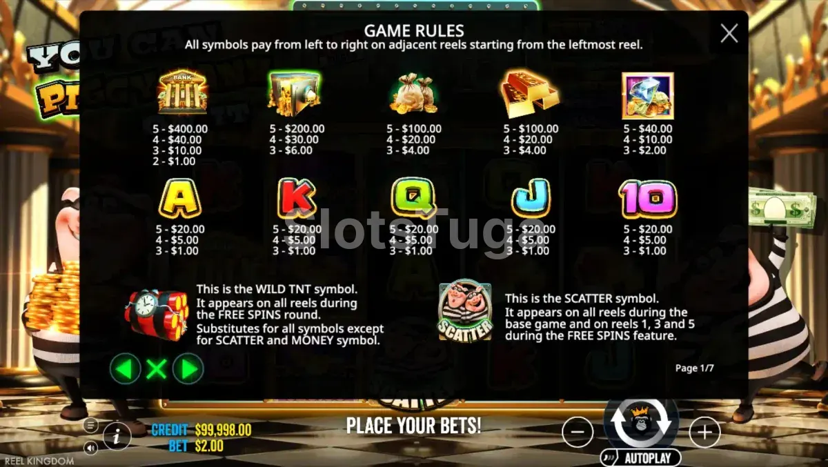 Tabela de pagamentos da slot You Can Piggy Bank on It