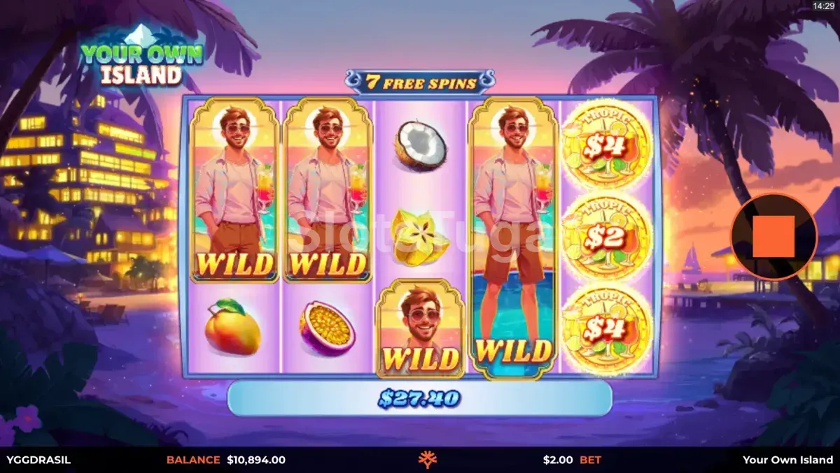 Rodadas grátis da Your Own Island com multiplicadores ativos
