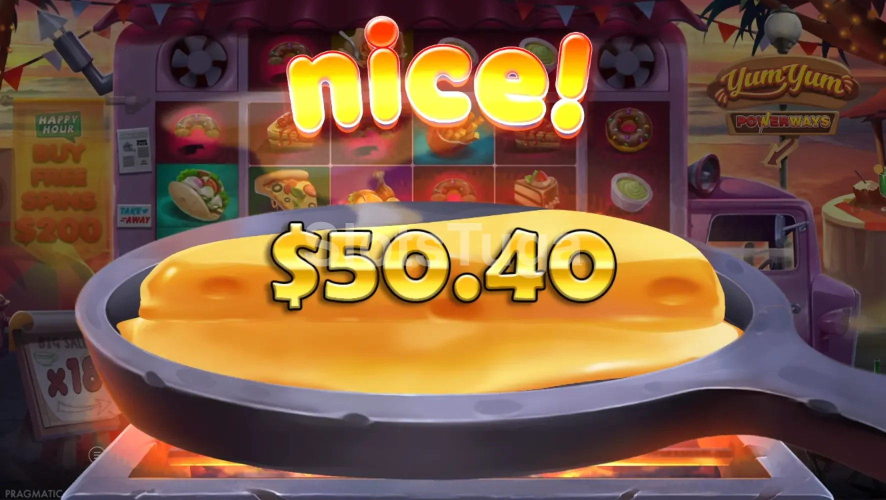 Grande vitória durante os free spins da slot Yum Yum Powerways