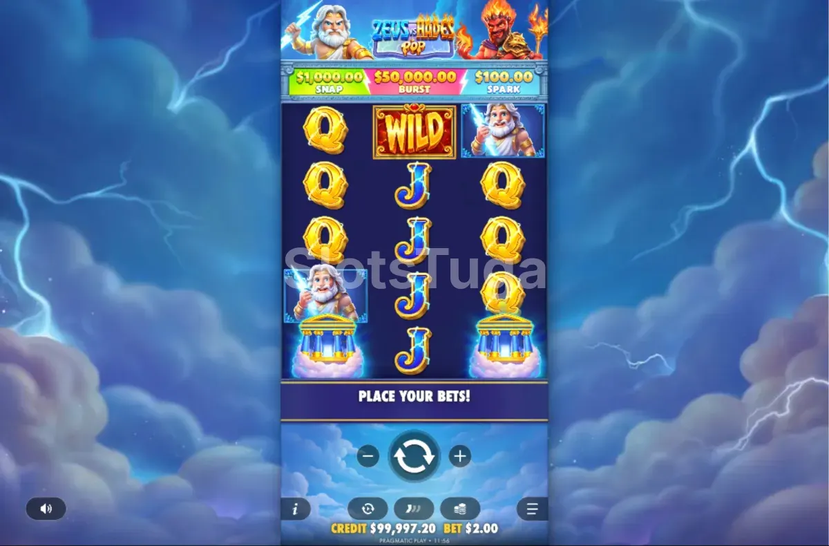 Wild expansivo a cobrir um rolo em Zeus vs Hades POP