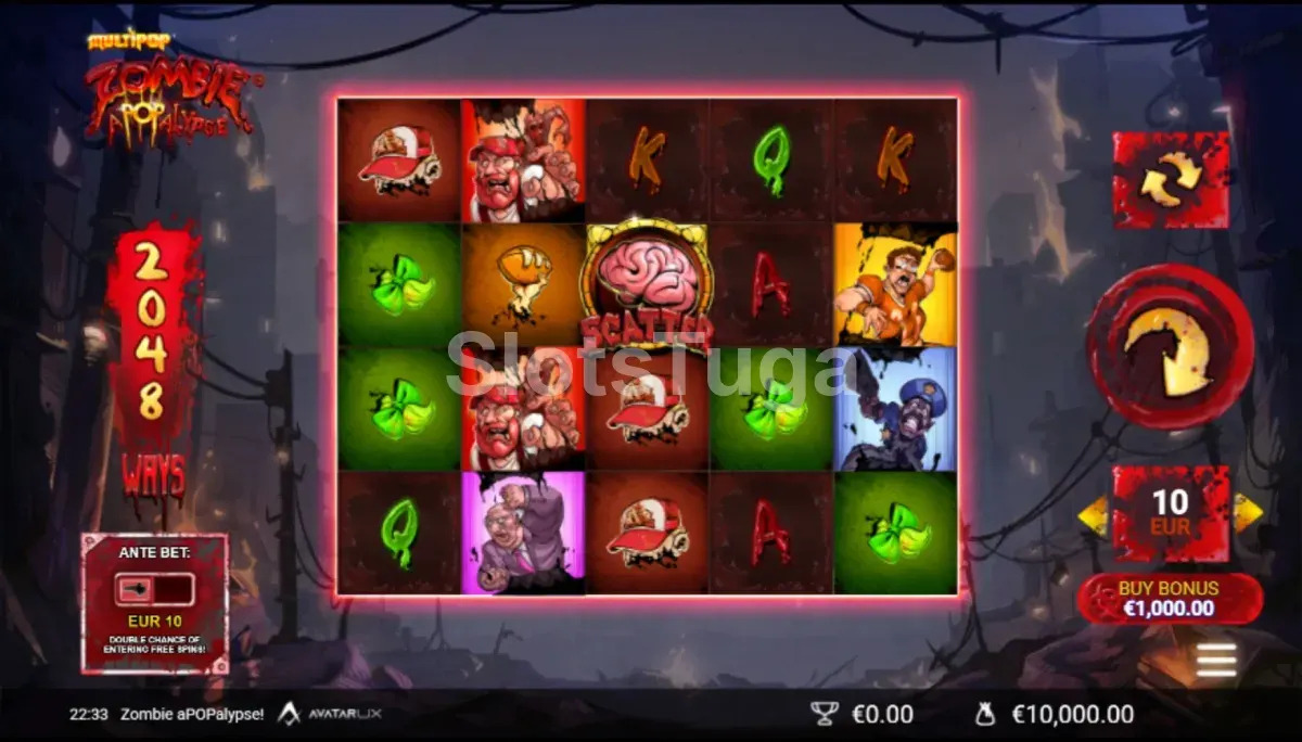 Jogo base da slot Zombie APOPalypse com rouleaux e símbolos de zumbis